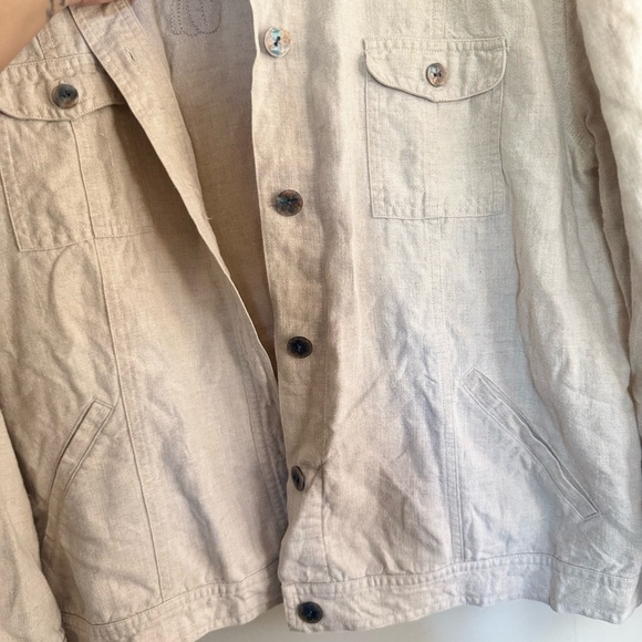 J. Jill Natural Beige Embroidered Linen Jacket xl - Picture 3 of 8